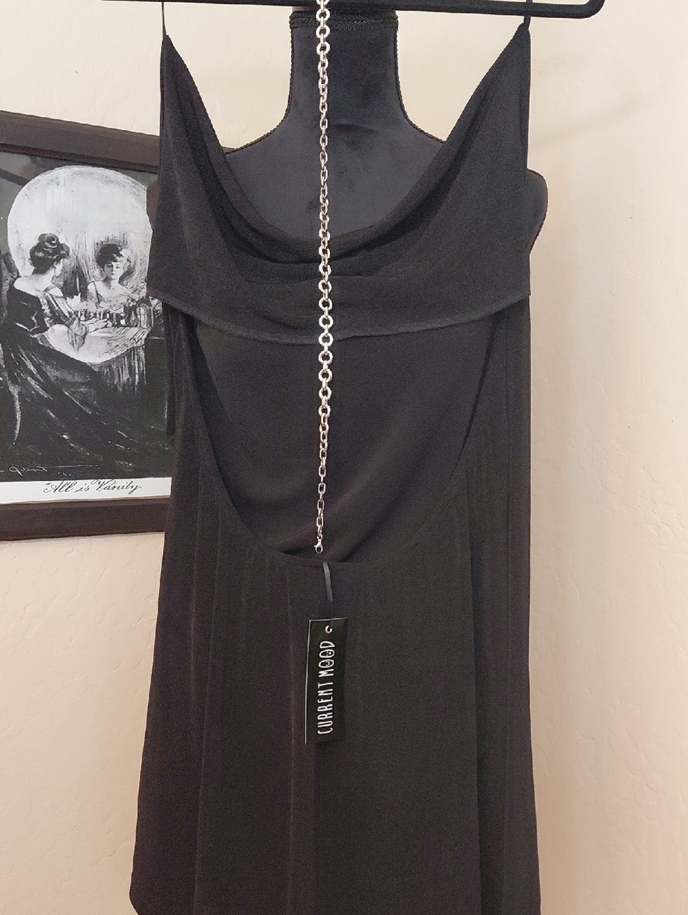 DOLLSKILL Current Mood 1X Black Backless Cowl Neck Dress